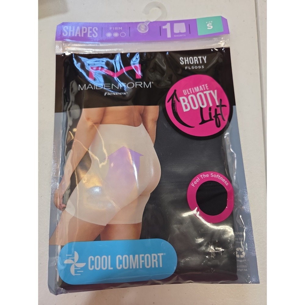 New Size S Women Maidenform Flexees Firm Control Booty Lift Shorty Black